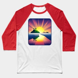 Tropical Island Sunrise - Tropical Vibes Baseball T-Shirt